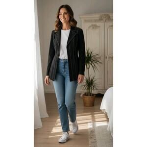 INC Vintage Black 100% Suede Leather Jacket Y2K Sz S